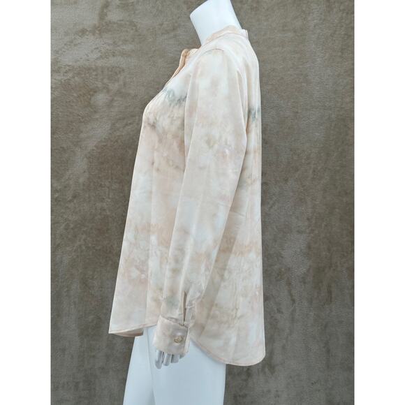 Soft Surroundings Top Women Large Tan Tunic Sheer Artsy Watercolor Boho Travel - Picture 4 of 10